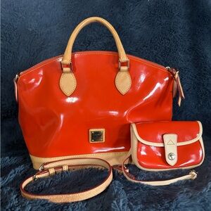 Dooney & Bourke Tangerine Patent Darcy Bag